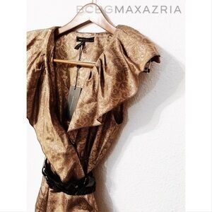 BCBGMaxAzria gold woven jacquard top nwt